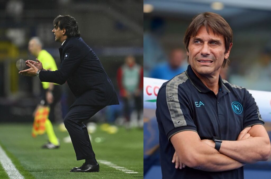 Antonio Conte dan Simone Inzaghi sama-sama diusir keluar lapangan pada pertandingan dini hari tadi, (cr/gelumpai.id)