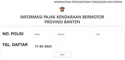 Tampilan website resmi untuk cek pajak kendaraan Banten plat A di infopkb.bantenprov.go.id