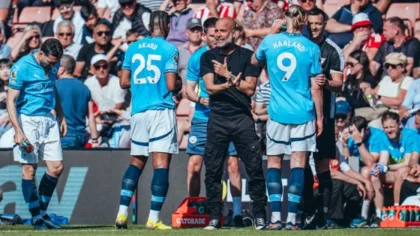 Manajer Manchester City, Pep Guardiola, tak menyembunyikan kekecewaannya usai timnya ditahan imbang tanpa gol oleh Southampton yang telah terdegradasi. (cr/mancity.com)